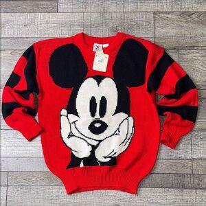 Vintage Disney Red and Black Mickey Mouse Crewneck Sweater